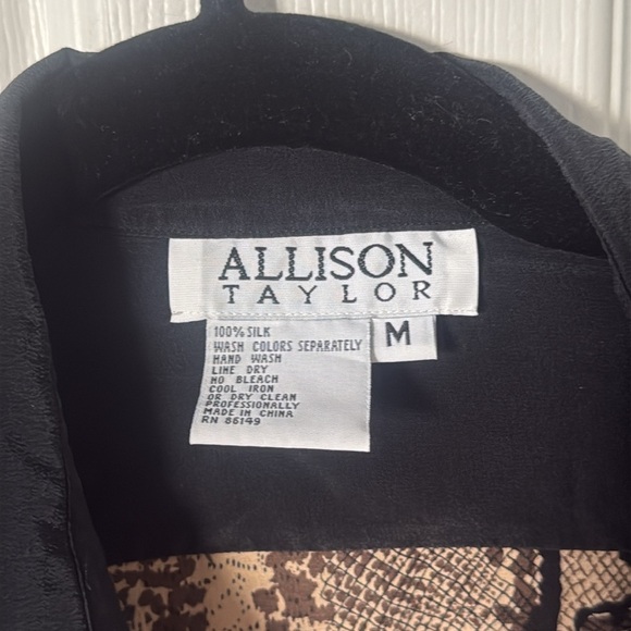 Allison Taylor Brown and Black Silk Blouse leopard size medium - Picture 2 of 5